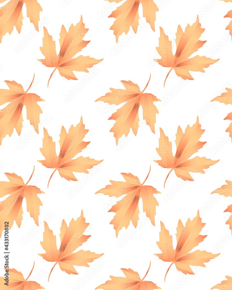 Pattern of autumn maple leaves. Seamless image. A natural illustration. Design of wallpaper, fabrics, textiles, packaging, posters, postcards. Pattern of autumn maple leaves. Seamless image. A natural illustration. Design of wallpaper, fabrics, textiles, packaging, posters, postcards.