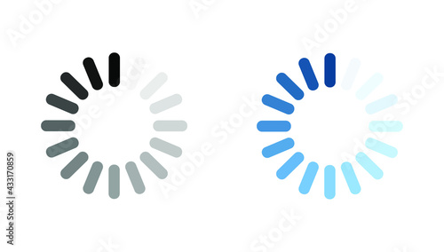 DOWNLOAD SIGN. LOAD ICON. LOAD SYSTEM. DATA LOAD. FROZE COMPUTER. LOAD ICON BLUE AND BLACK. VECTOR GRAPHIC RESOURCE
