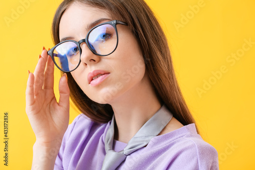 Young woman wearing eyeglas...