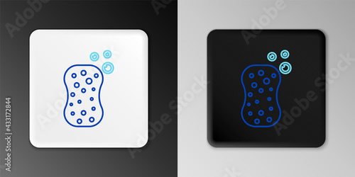 Line Sponge with bubbles icon isolated on grey background. Wisp of bast for washing dishes. Cleaning service logo. Colorful outline concept. Vector