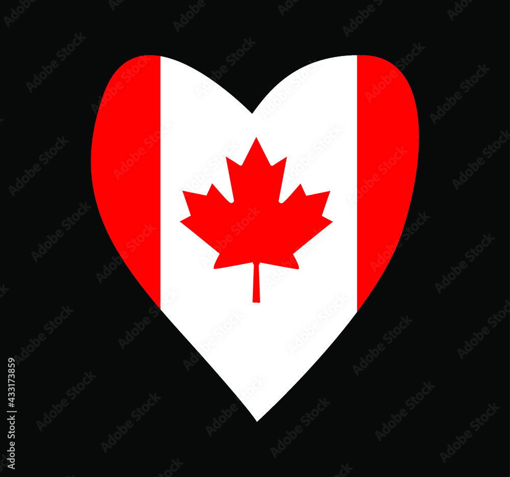 canada flag vector image with love shape canada flag vector image with love shape