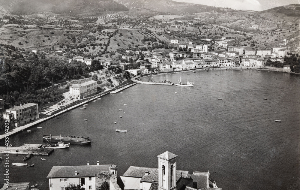 Porto Ercole landscape of the Port in the 60s