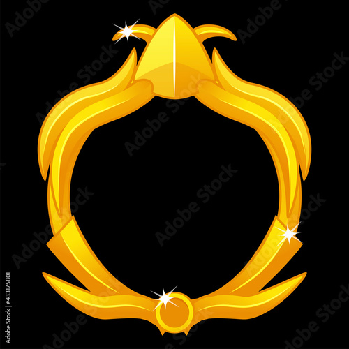 Gold game frame avatar, round template for game ui.