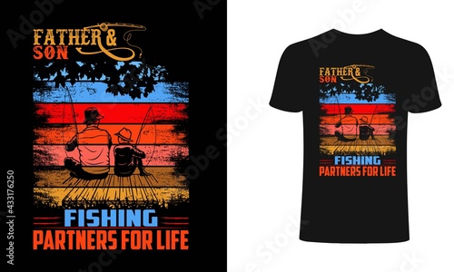 Father and son fishing partner for life-Fishing T-Shirt Design, Vintage fishing emblems, Fishing boat, Fishing labels, badges, vector illustration, Poster, Trendy , t-shirt and poster, dad t-shirt