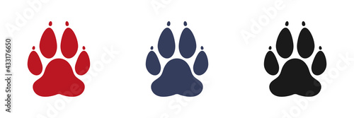 Animal paw icons set. Flat design. Vector illustration.