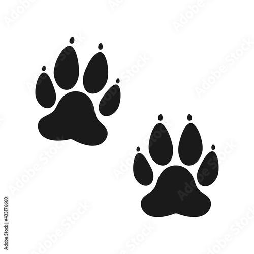 Animal paw icons. Flat design. Vector illustration.