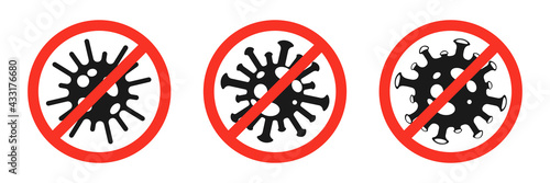 Coronavirus stop icons set. Coronavirus warning sign.