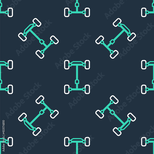 Line Chassis car icon isolated seamless pattern on black background. Vector