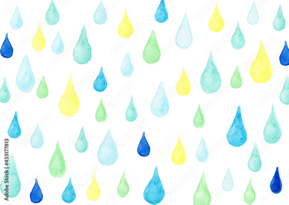 ブルー系しずくの水彩イラスト ブルー系しずくの水彩イラスト
