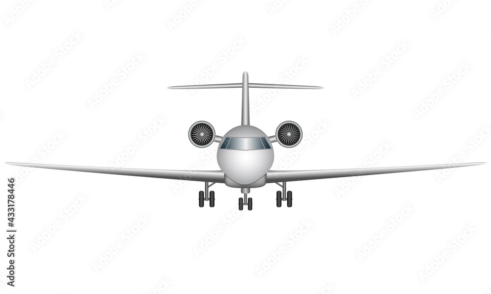 Fototapeta Osobisty lub lekki samolot odrzutowy, widok z przodu, ilustracji wektorowych