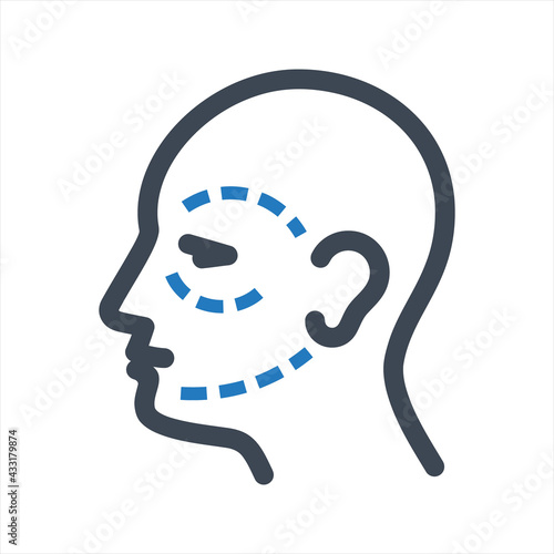 Cosmetic surgery icon. Facial plastic surgery, vector and glyph