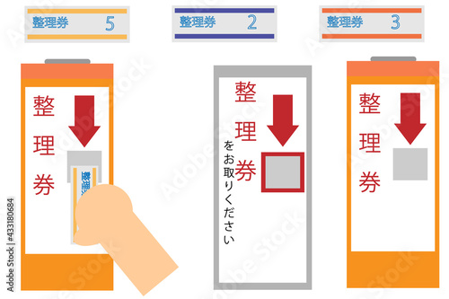 バスにある整理券を発券する機械と整理券