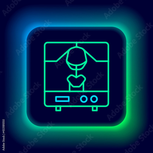Glowing neon line X-ray machine icon isolated on black background. Colorful outline concept. Vector