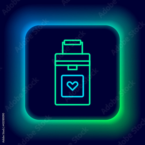 Glowing neon line Cooler box for human organs transportation icon isolated on black background. Organ transplantation concept. Organ container. Colorful outline concept. Vector