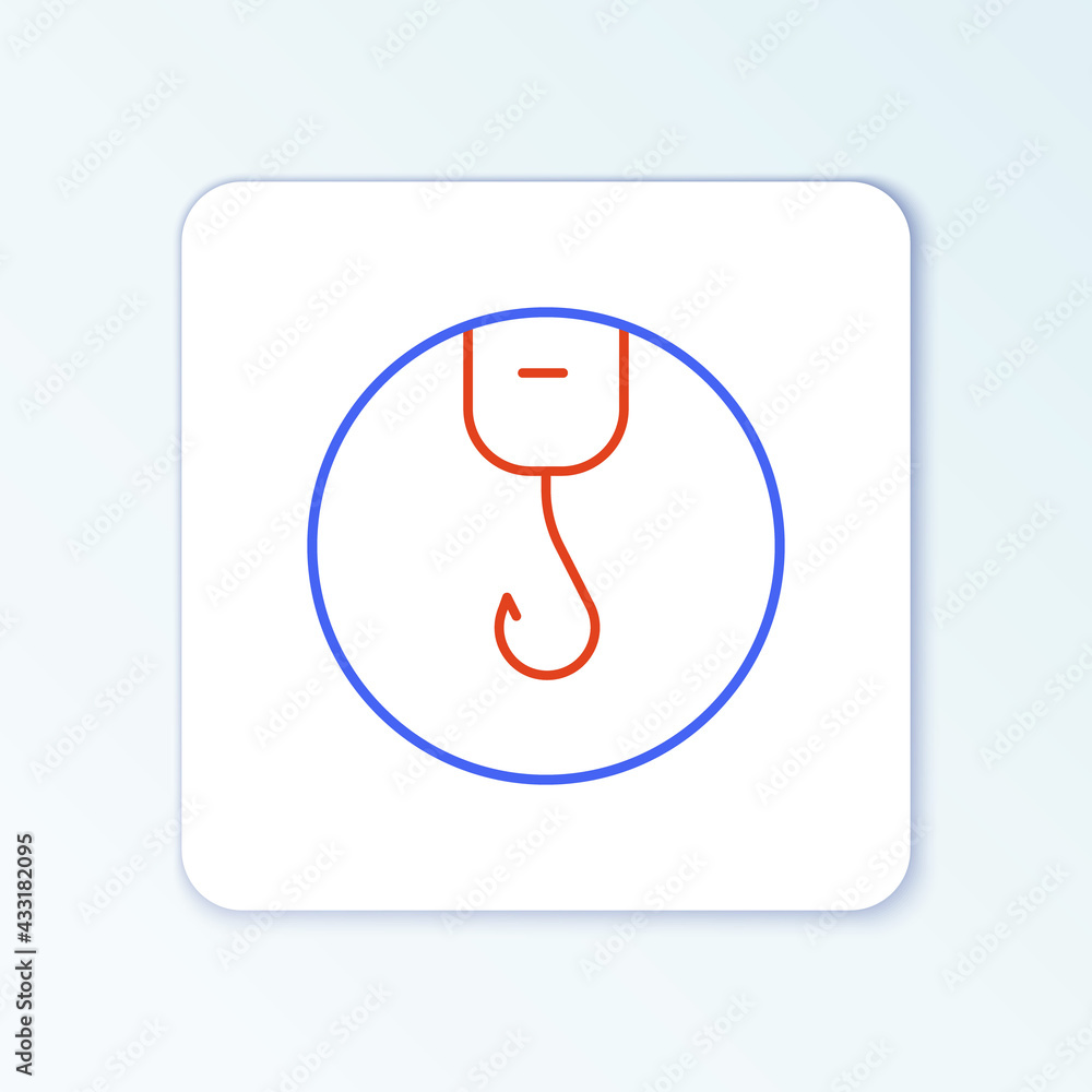 Line Fishing hook icon isolated on white background. Fishing tackle. Colorful outline concept. Vector Line Fishing hook icon isolated on white background. Fishing tackle. Colorful outline concept. Vector
