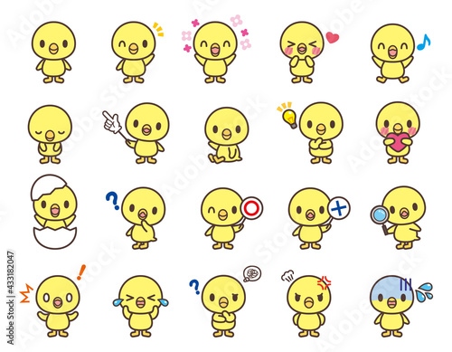 Cute chicken chick character vector art かわいいひよこのキャラクターセット