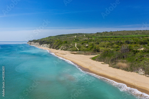 Aerial view to a beautiful beach on Black Sea, Bulgaria