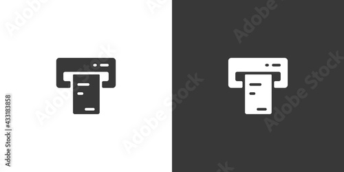 Ticket vending machine. Isolated icon on black and white background