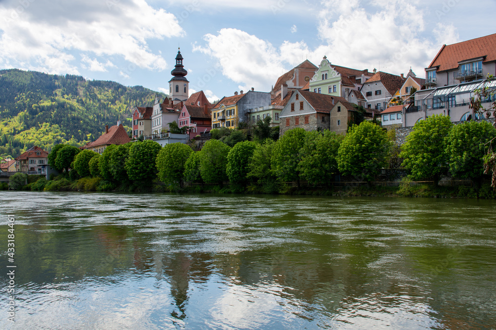 View of the Styrian town Frohnleiten, Austria