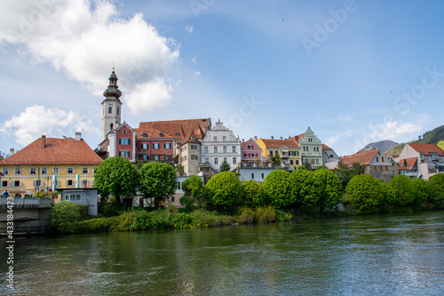 View of the river Mur and Frohnleiten, Austria