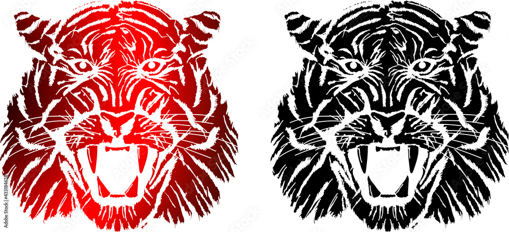 Two-color image of the tiger's head (logo, tattoo) Two-color image of the tiger's head (logo, tattoo)