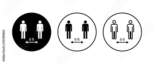 Social distance icon set. social distancing icon. self quarantine sign