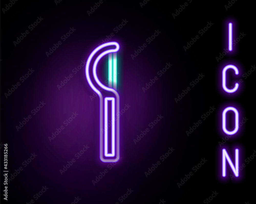 Glowing neon line Dental floss icon isolated on black background. Colorful outline concept. Vector Glowing neon line Dental floss icon isolated on black background. Colorful outline concept. Vector