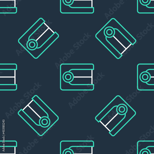 Line Dentures model icon isolated seamless pattern on black background. Dental concept. Vector
