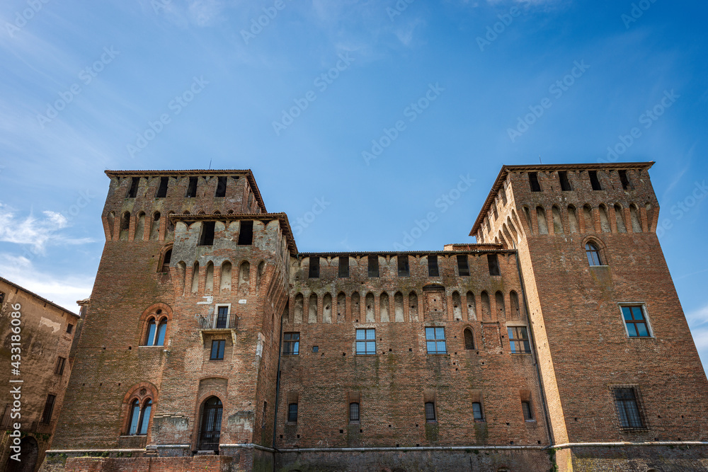The medieval Castle of Saint George (Castello di San Giorgio, 1395-1406) in Mantua downtown (Mantova), part of the Palazzo Ducale or Gonzaga Royal Palace. Lombardy, Italy, southern Europe.