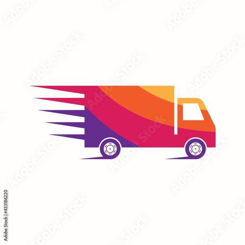 Truck delivery colorful vector logo design