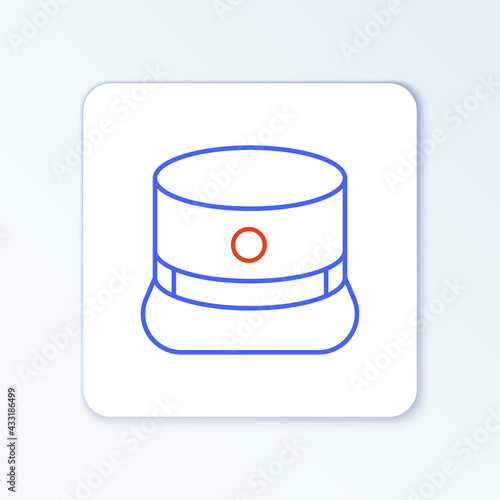 Line Kepi icon isolated on white background. Cap army uniform headgear. Historic general hat. Colorful outline concept. Vector