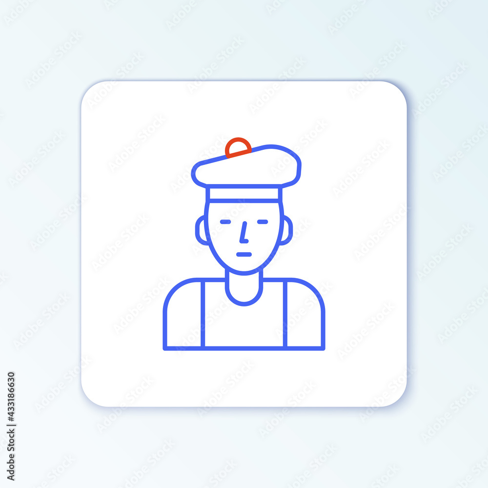 Line French man icon isolated on white background. Colorful outline concept. Vector Line French man icon isolated on white background. Colorful outline concept. Vector