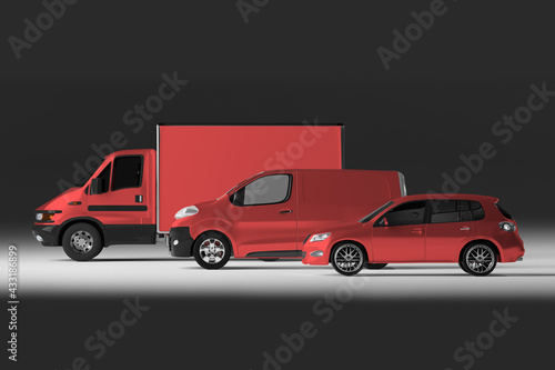 Fototapeta Naklejka Na Ścianę i Meble -  Mockup view of a Series of Vehicles - 3d rendering