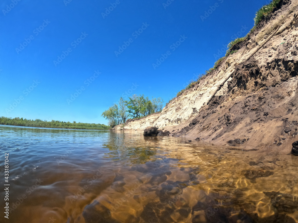 Desna River. Natural underwater landscape in Kiev Region