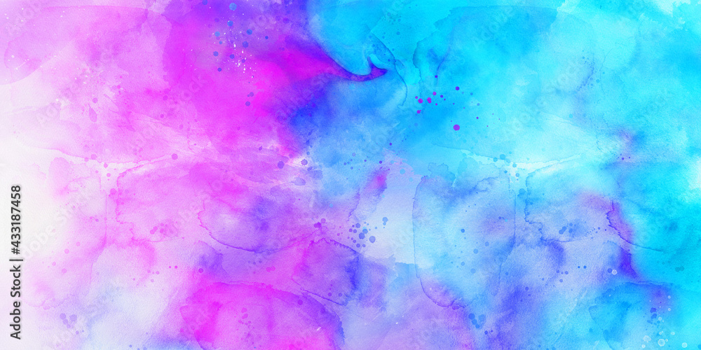 Colorful wet watercolor splash paint texture or grunge background design