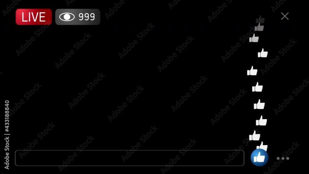 Live Streaming Display Screen with Like or Thumbs Up Icon Animation on Black Background and Green Screen.mov