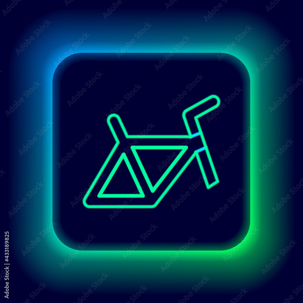 Glowing neon line Bicycle frame icon isolated on black background. Colorful outline concept. Vector Glowing neon line Bicycle frame icon isolated on black background. Colorful outline concept. Vector