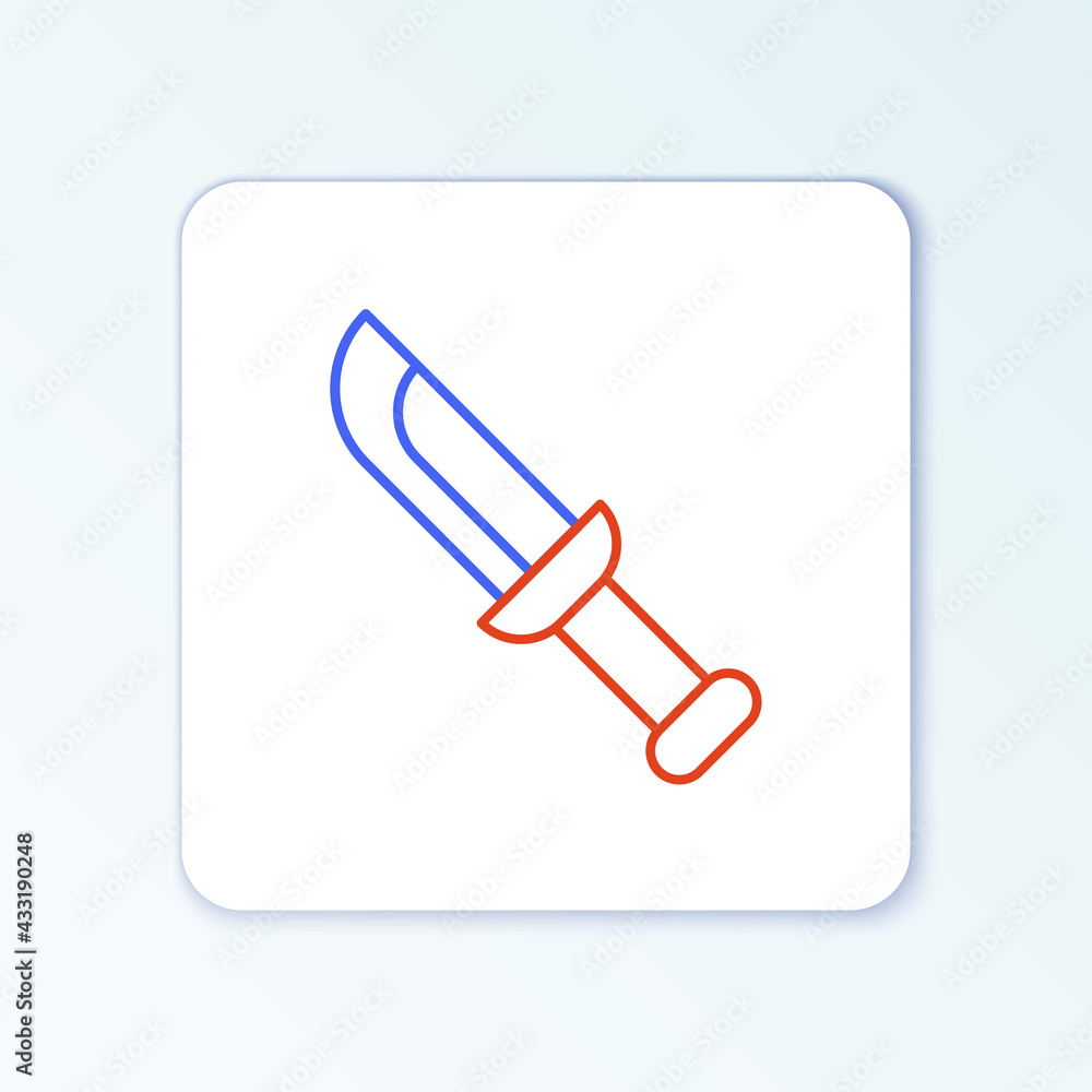 Line Military knife icon isolated on white background. Colorful outline concept. Vector Line Military knife icon isolated on white background. Colorful outline concept. Vector
