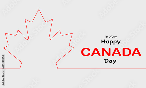 Canada Day With Maple Leaf Line Vector