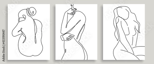 Woman Body One Line Drawing. Female Figure Creative Contemporary Abstract Line Drawing. Beauty Fashion Female Body Vector Minimalist Design for Wall Art, Print, Card, Poster.