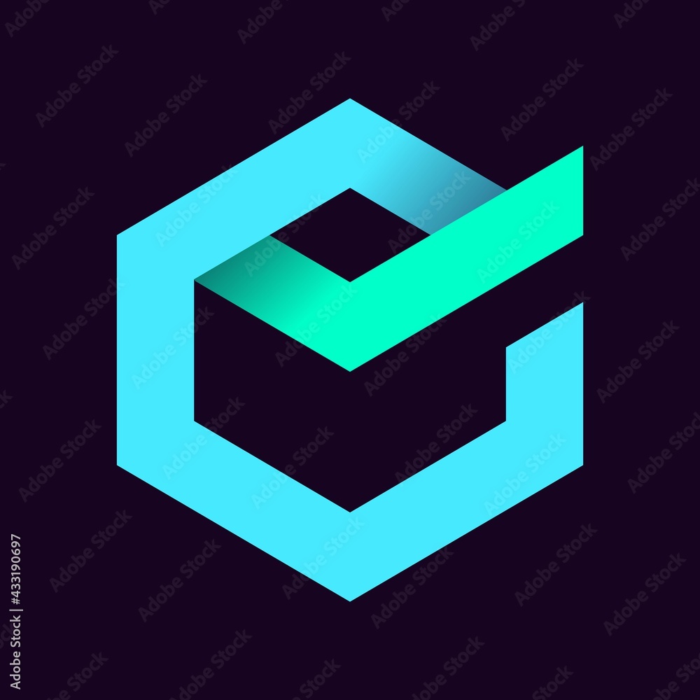 Initial letter C in hexagon shapes with checkmark icon logo vector ...