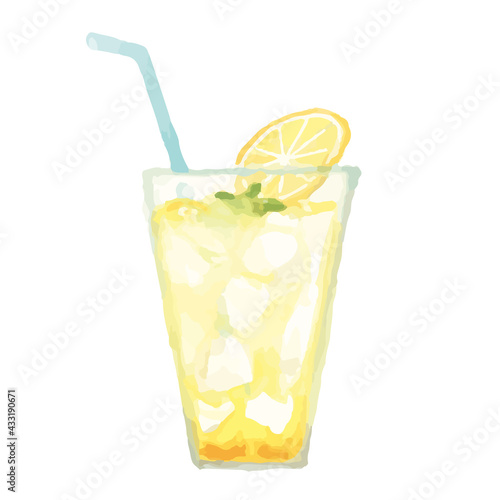 レモネードの水彩イラスト