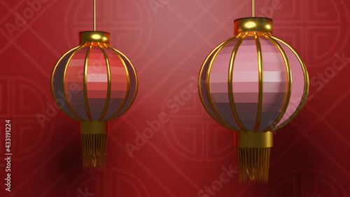 Chinese lamps 3d rendering