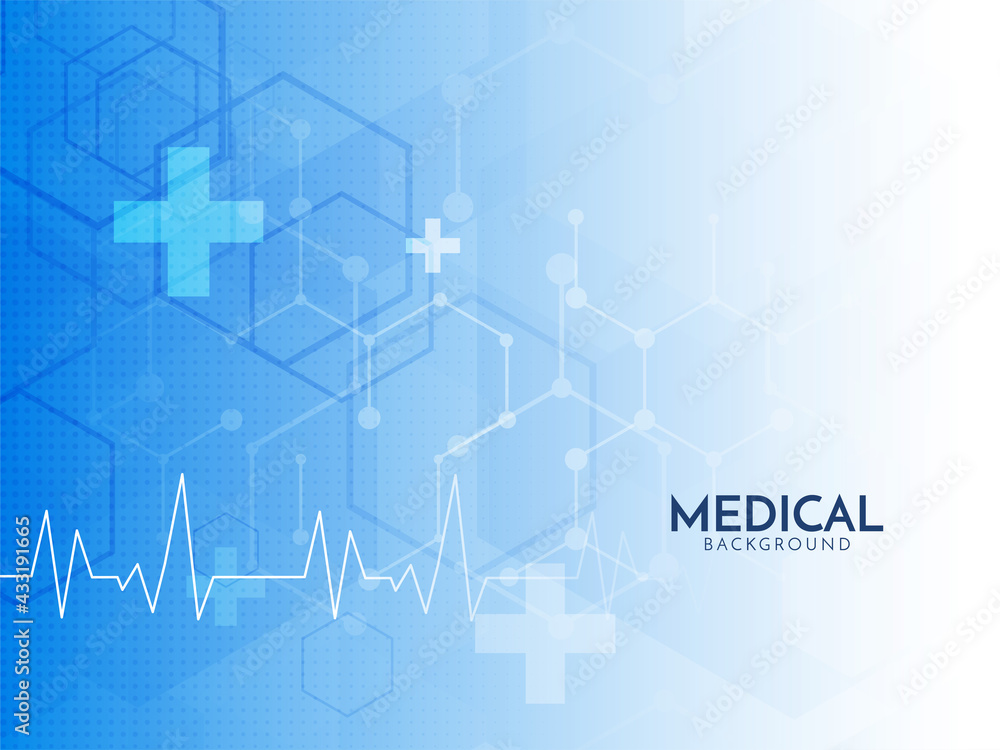 Medical science blue color background with heartbeat line Medical science blue color background with heartbeat line