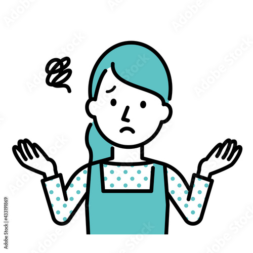 困った表情の主婦のイラストレーション