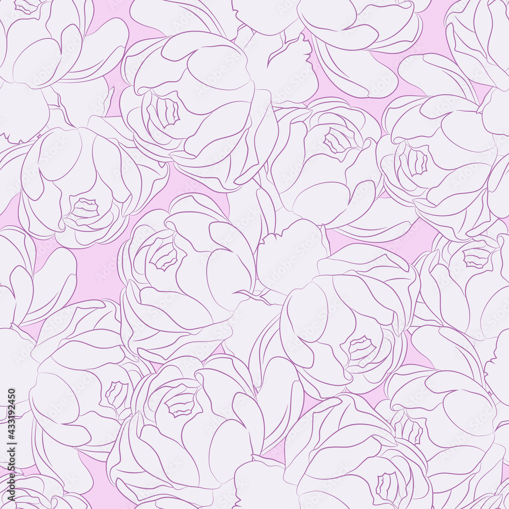 Roses seamless pattern. floral vector background