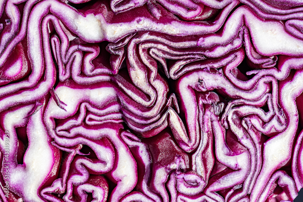 Close up eines aufgeschnittenen Rotkohls Close up eines aufgeschnittenen Rotkohls