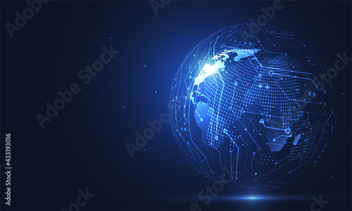 Global network connection. World map point and line composition concept of global business. Vector Illustration