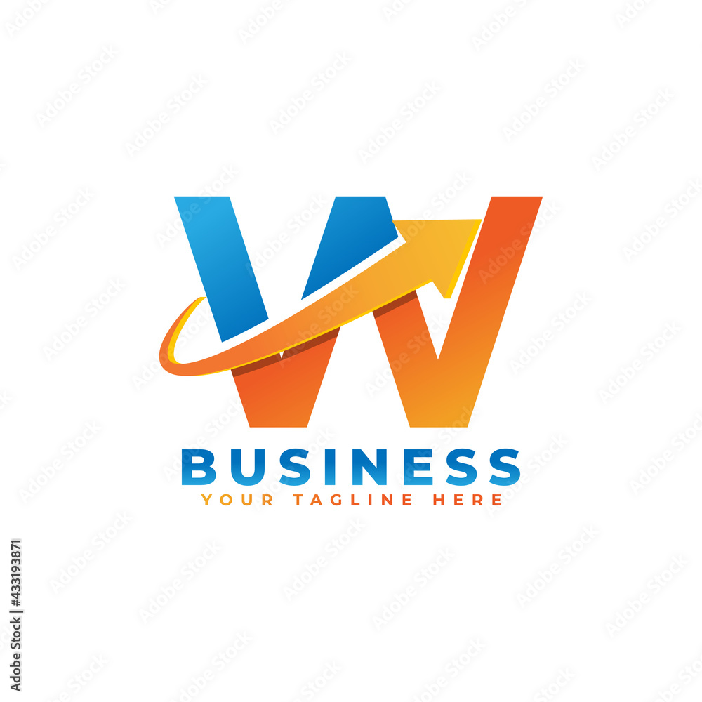 Letter W with Swoosh Arrow Up Logo Design. Creative Letter Mark Suitable for Company Brand Identity, Travel, Start up, Logistic, Business Chart or Graph Logo Template Letter W with Swoosh Arrow Up Logo Design. Creative Letter Mark Suitable for Company Brand Identity, Travel, Start up, Logistic, Business Chart or Graph Logo Template