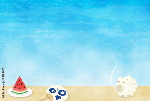vector background with Japanese summer icons for banners, cards, flyers, social media wallpapers, etc.